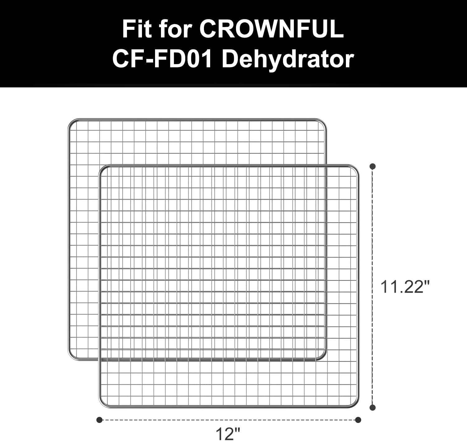 CROWNFUL Stainless Steel Food Dehydrator Machine Trays, Food-grade Stainless Steel, Dryer for Jerky, Meat, Beef, Fruit, Vegetable, 2pack
