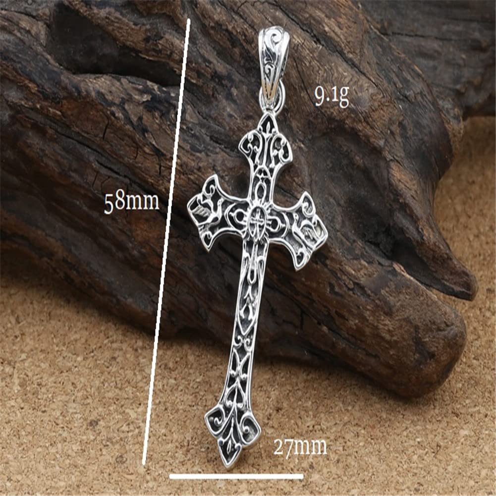 925 Silver Cross Pendant Necklace Vintage Sterling Silver Jesus Cross Pendant Cross Jewelry Pendant Necklace (A)