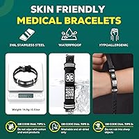 Vista 2 de Pulseras médicas para hombres y mujeres con código QR, pulseras de identificación de alerta médica, pulsera de plástico ajustable ultraligera que se