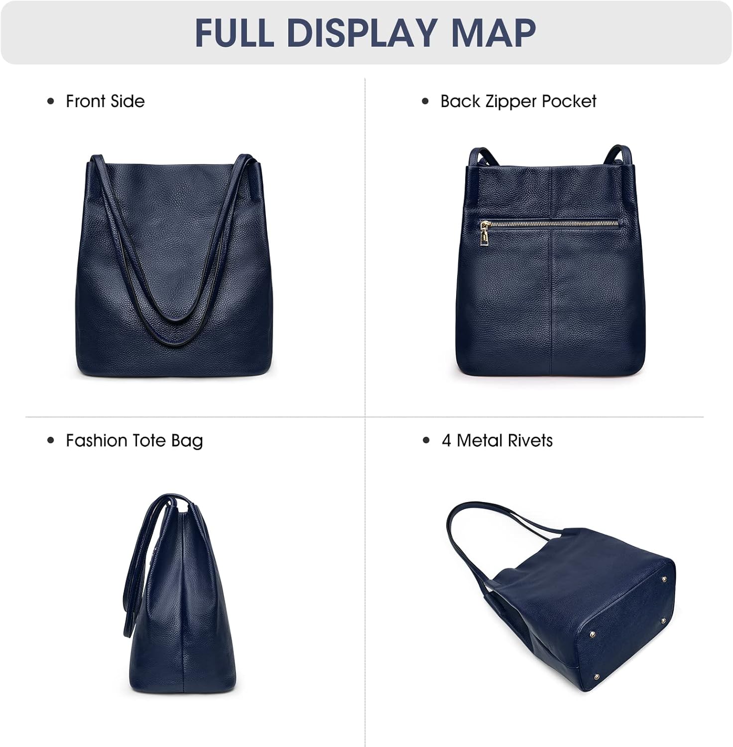 Kattee Women Soft Genuine Leather Totes Shoulder Bag Purses and Handbags with Top Magnetic Snap Closure - Image 6