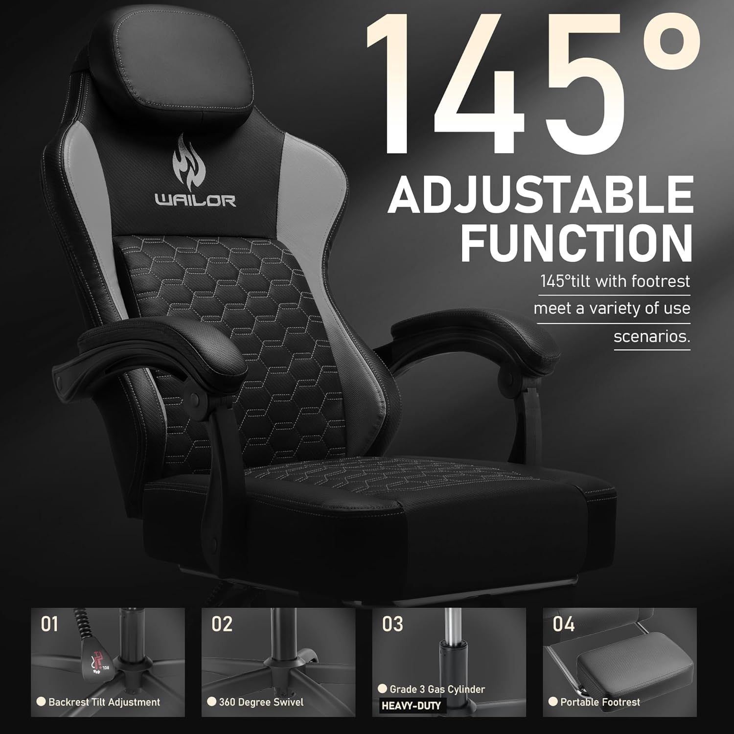 71ydbWooz6L._AC_SL1500_ Gaming Chair with Pocket Spring Cushion, Video Game Computer Chair with Footrest for Adults, High Back Gamer Leather Chair with Headrest and Lumbar Support for Office Gaming 300LBS
