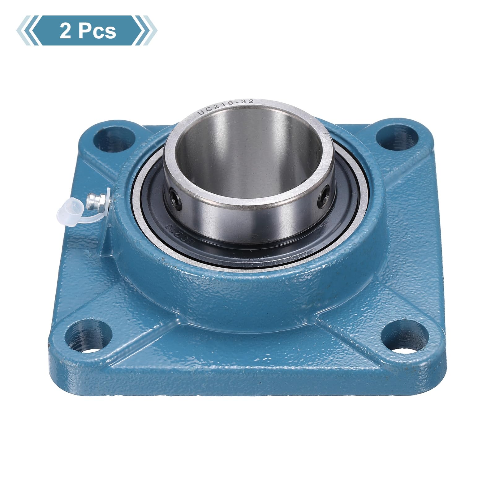 QUARKZMAN 2 Pcs Cojinetes De Bloque UCF-210-32 Con Agujero De 2 Pulgadas Autoalineables De Acero Cromado Unidades De Rodamiento Con Montaje En Brida Cuadrada De 4 Tornillos Base Sólida