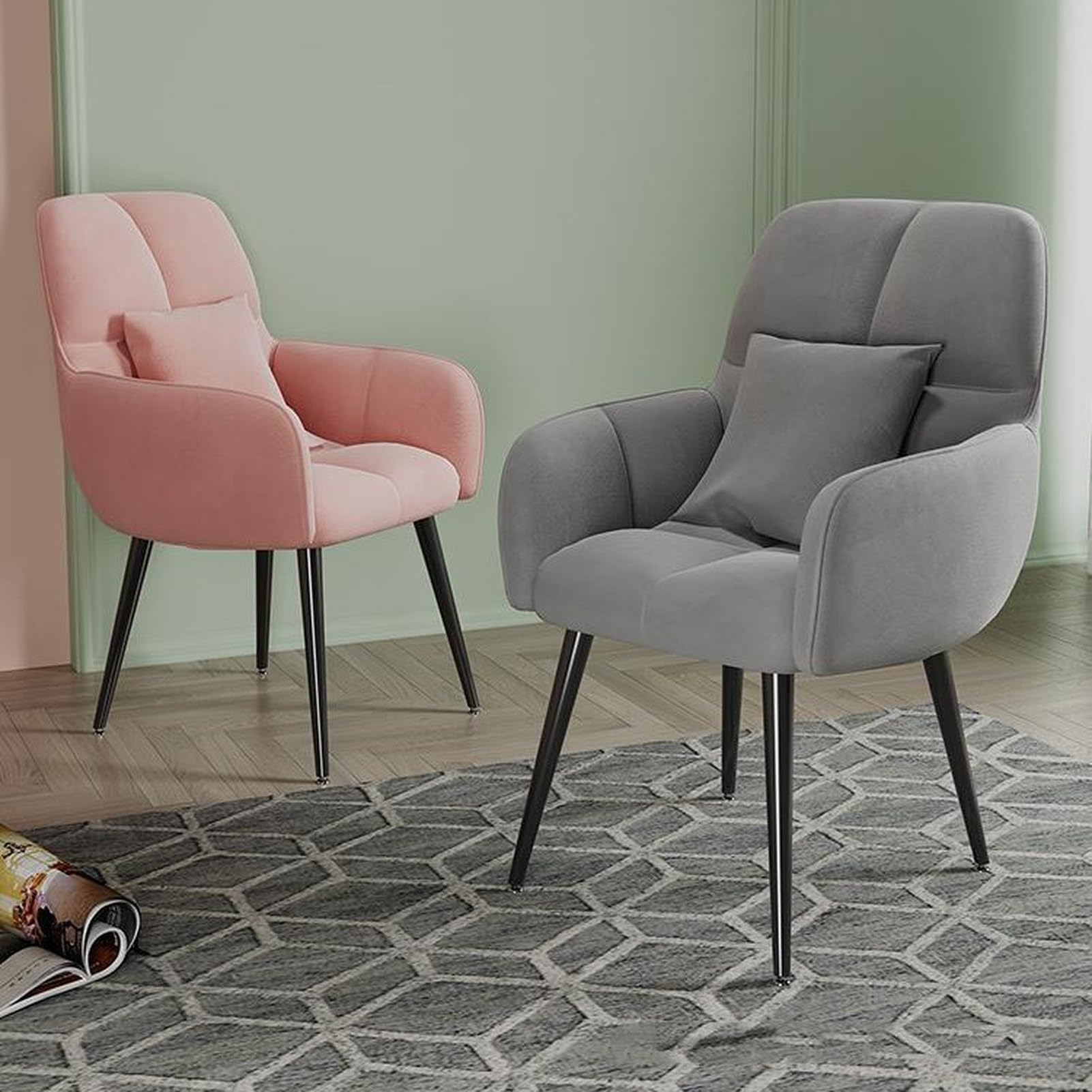 Amazon｜YJFFQ ダイニングチェア 肘掛 ライトグレー 肘掛付き チェアー