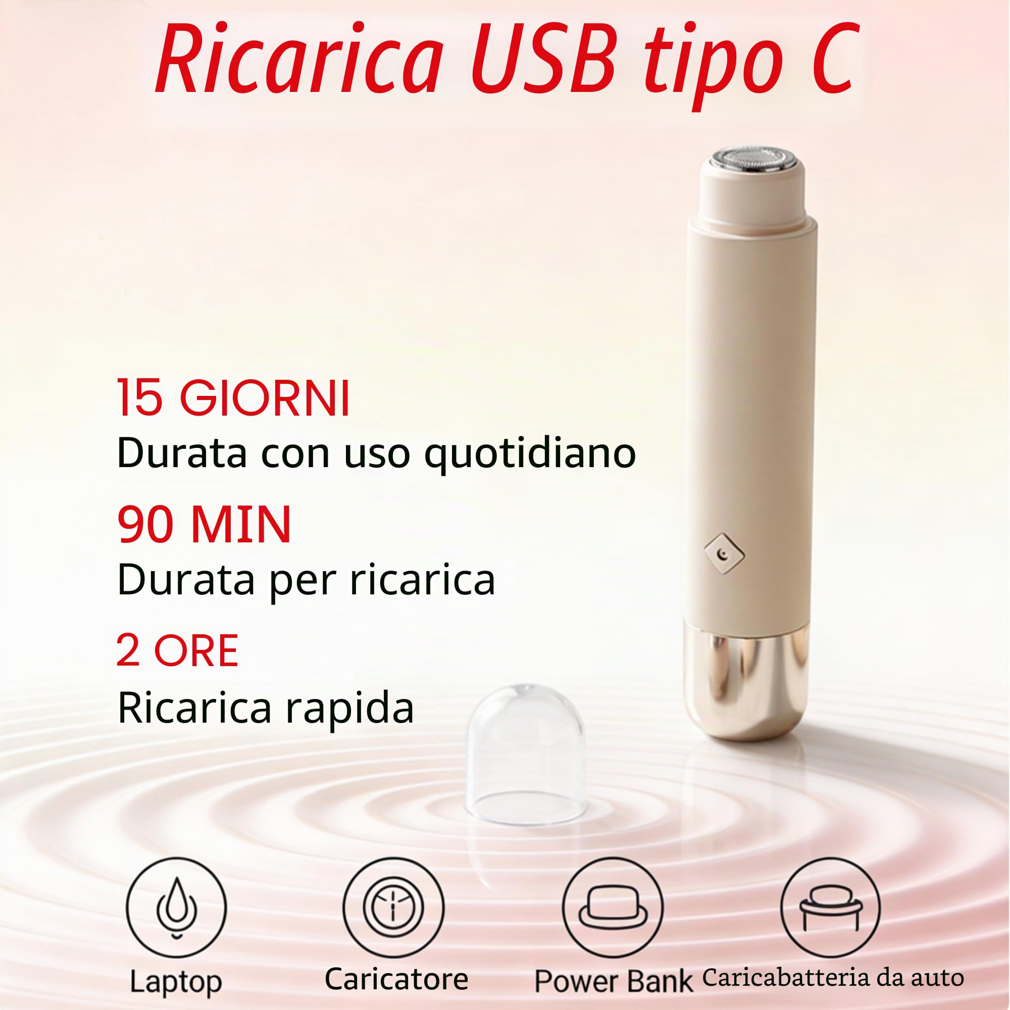 Rasoio elettrico 2 in 1 da donna, rasoio per bikini e corpo con lame in ceramica 3D, rasatura a umido e a secco, senza fili, ricaricabile (USB-C) per gambe, ascelle, viso e viaggi