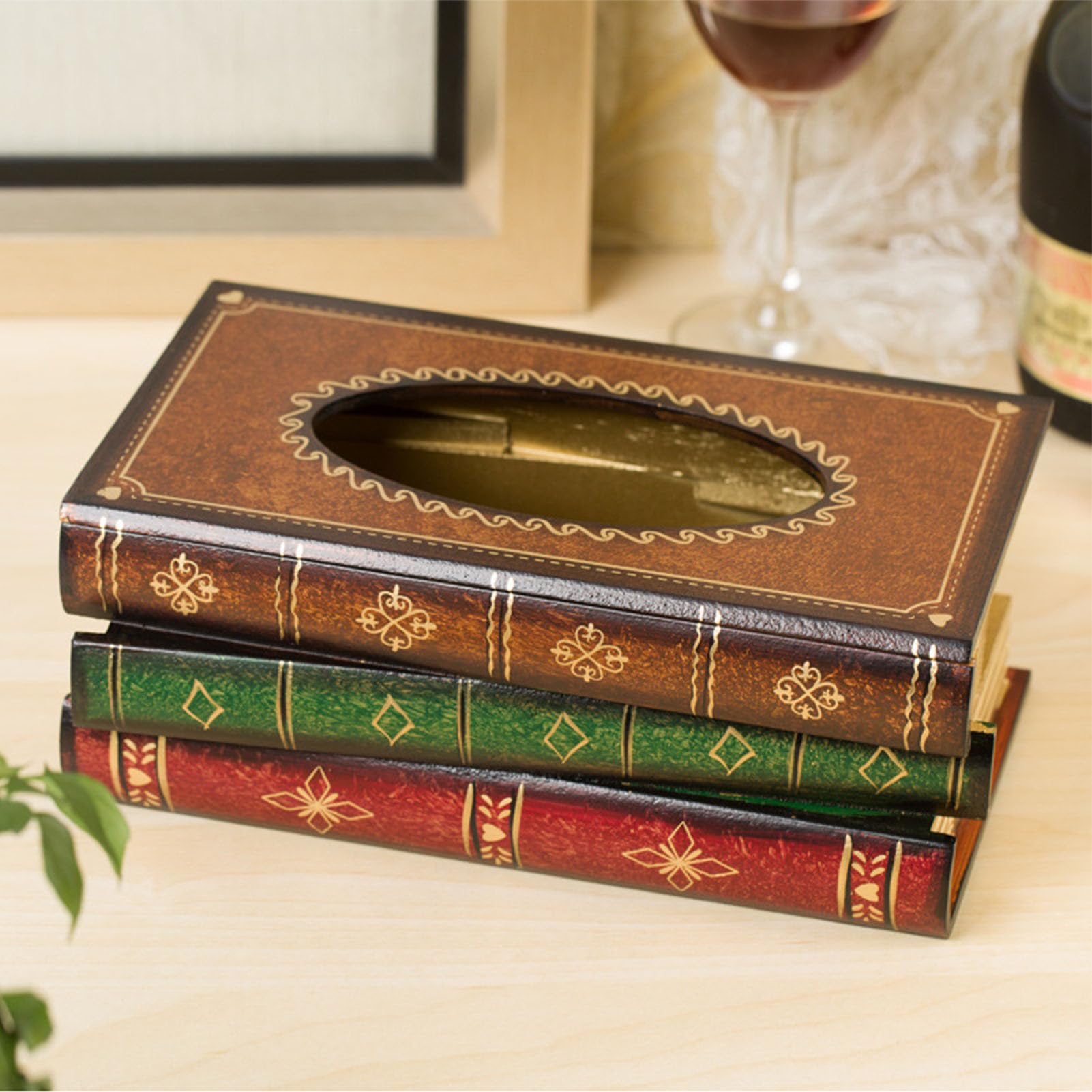 puzzlegame Antiker Buch Taschentuchbox Halter | Buchbox Taschentuchspender aus | Neuheit Eleganter antiker Serviettenhalter Taschentuchbox | Serviettenspender in Buchform für Auto, Heimdekoration