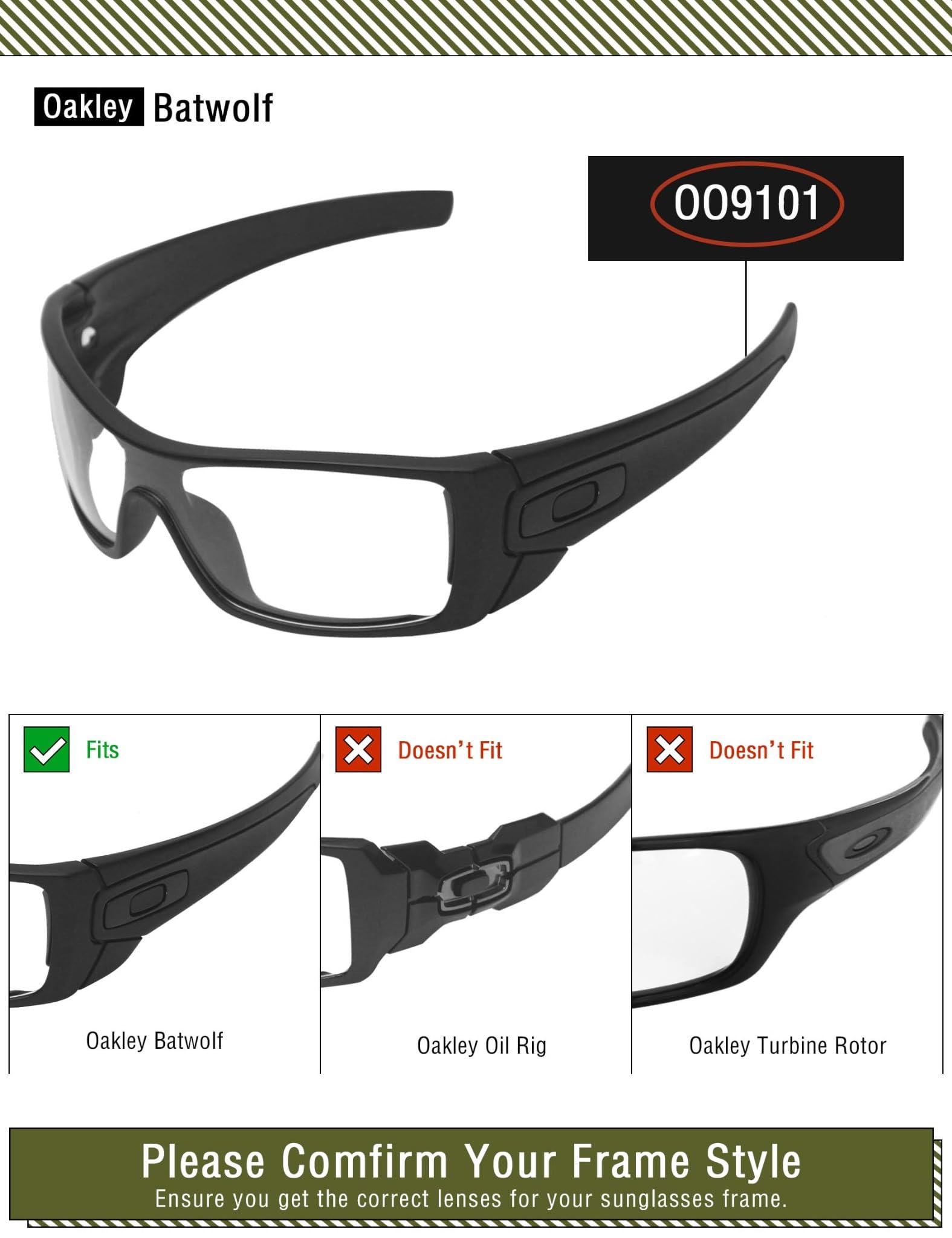 OSharp Lentes de repuesto para gafas de sol Oakley Batwolf OO9101, polarizadas HD, espejadas, protección UV y ajuste perfecto