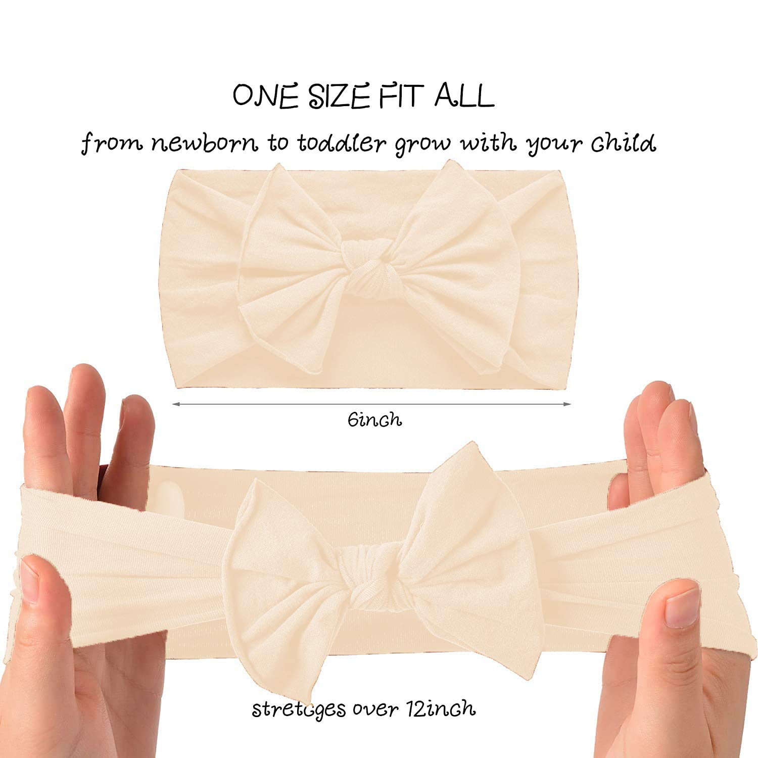 SYGA Baby Headband Velvet Bow Shape Stretchable Hairband Suitable for Newborn Infant Toddler Kids 0-3 Year (Cream) 2