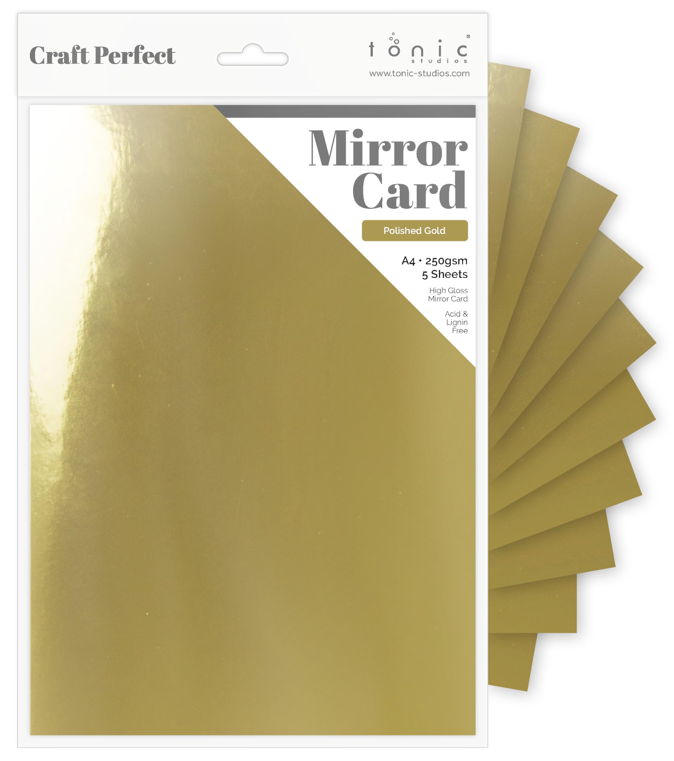 Craft Perfect High Gloss Mirror Card A4, Polished Gold