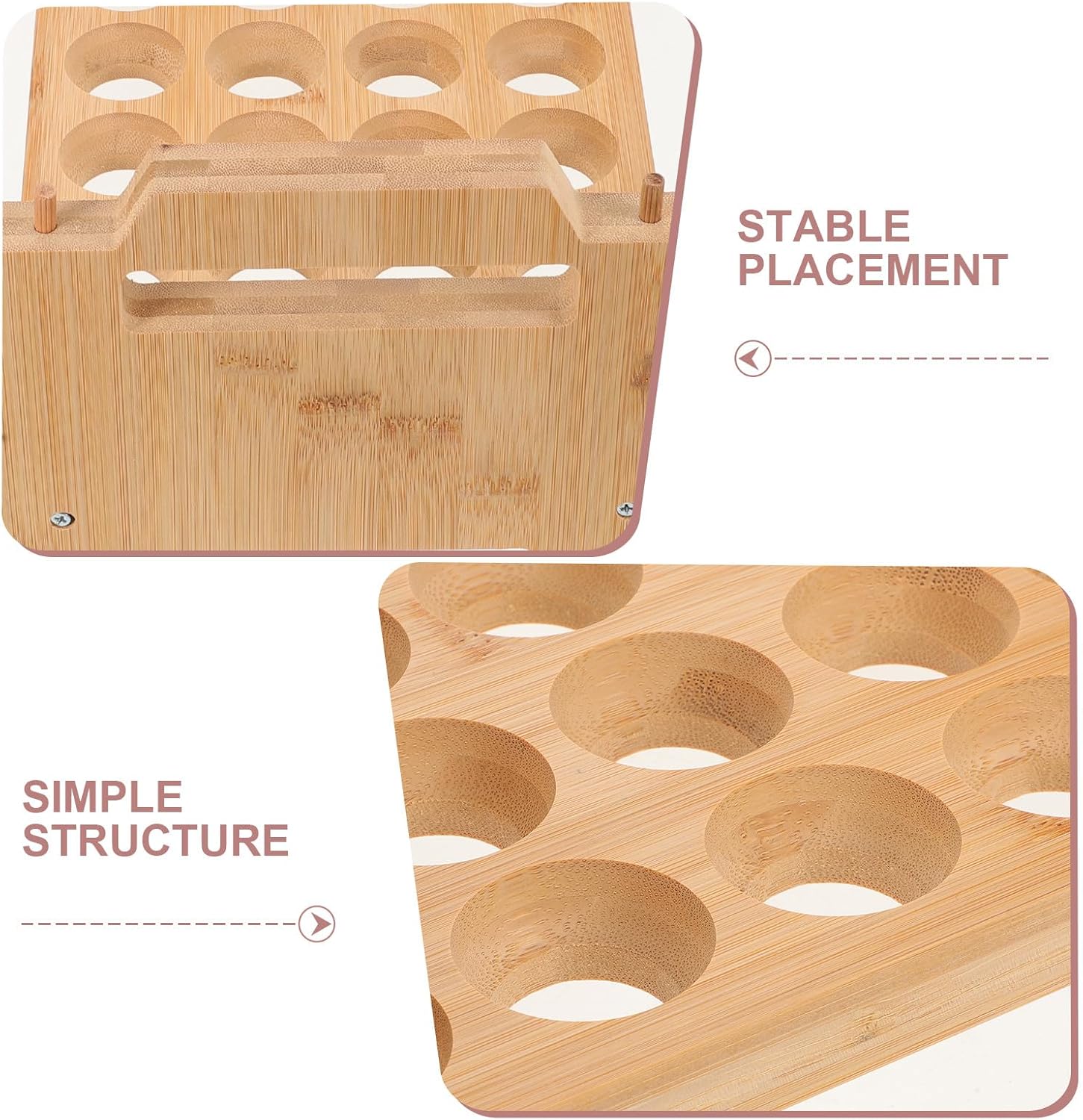 1 Set Fresh Egg Holder Countertop: Bamboo Egg Rack For Countertop - Handheld Design Stackable Organizer - Kitchen Or Fridge Storage