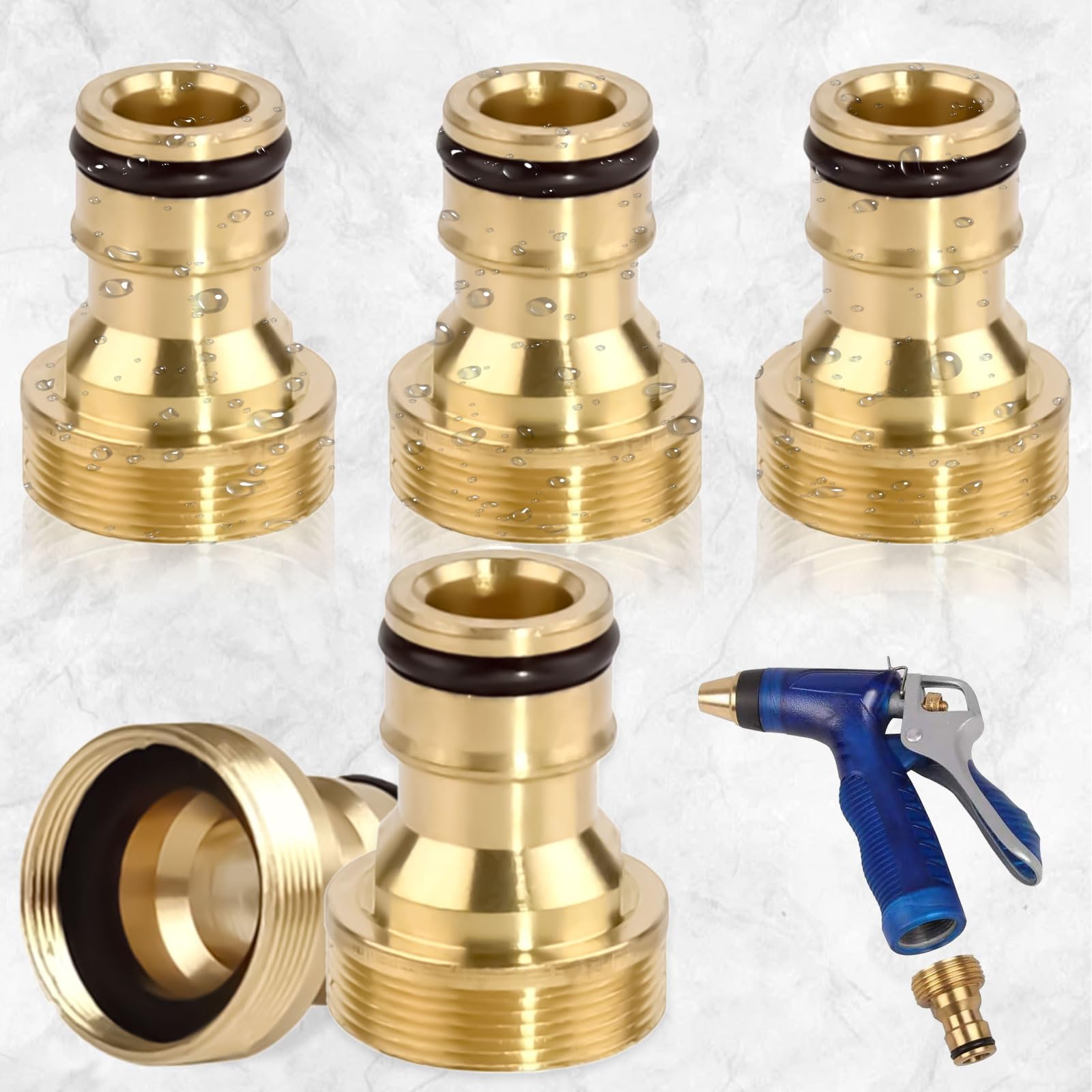 Aatpuss 5 Stück Hahnverbinder Messing, 3/4 Zoll Messing Wasserhahn Adapter, Adapter Für Innengewindebohrer, Gartenschlauchverbinder Aus Mesing Für Hausanschlussdosen