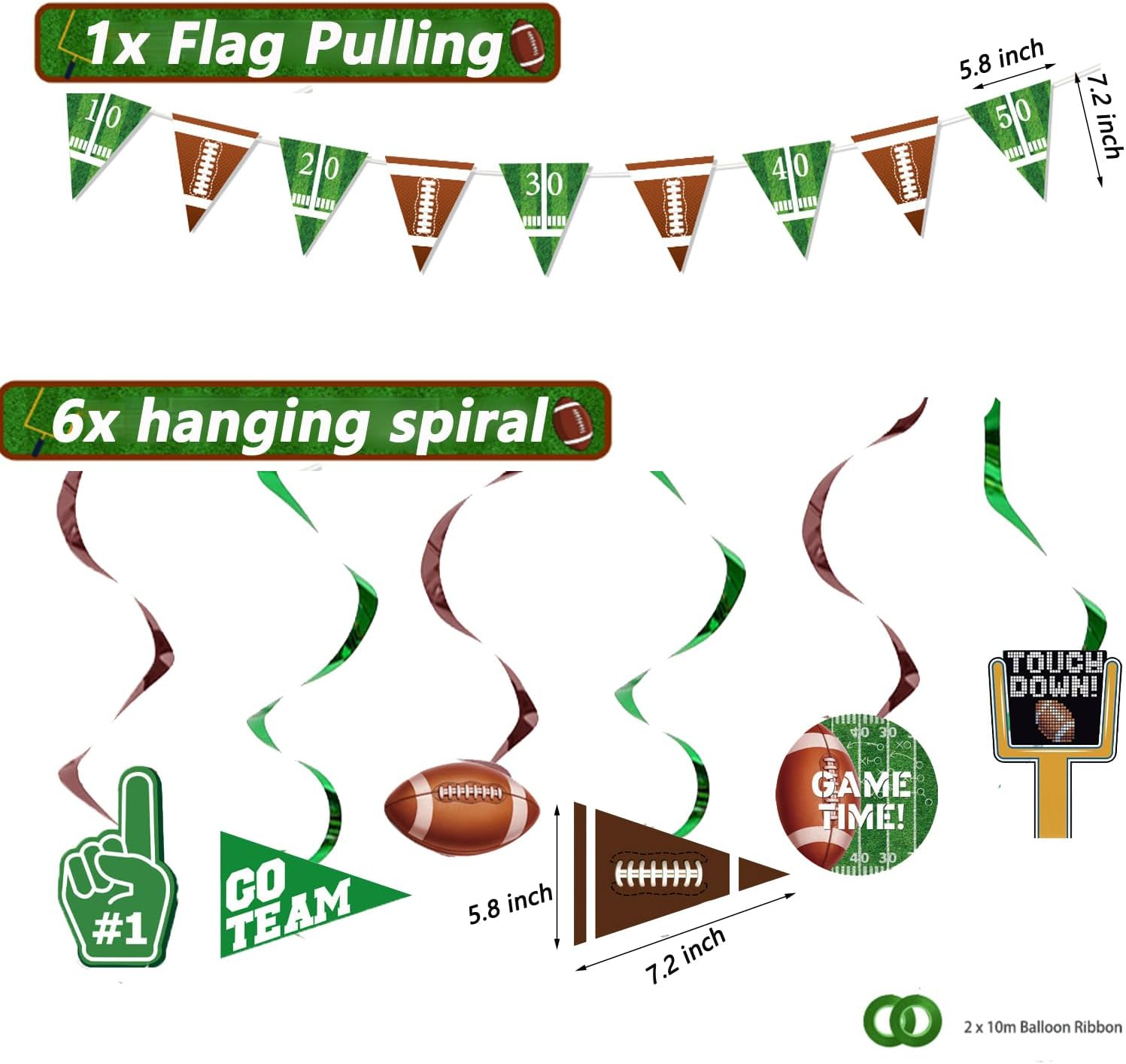 Football Party Supplies Tableware Set, Football Birthday Party Decorations Includes Plates Napkins Cups Banner Balloons Cake ToppersTablecloth for Football Themed Party Supplies (Set B) - Image 7