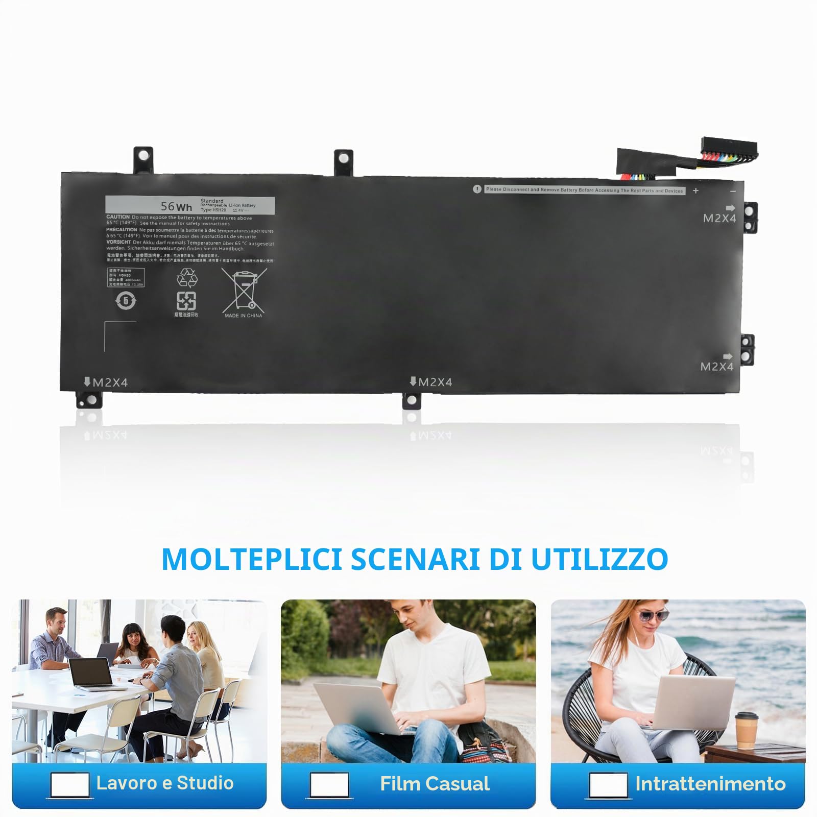 H5H20 Batteria per Dell XPS 15 9550 9560 9570 7590 Series per Dell Precision 5530 5510 5520 5540 Series V0GMT HSH20 M7R96 TJDRR 5D91C 5041C 05041C 62MJV 062MJV 0RRCGW 451-BCBT [56Wh ]
