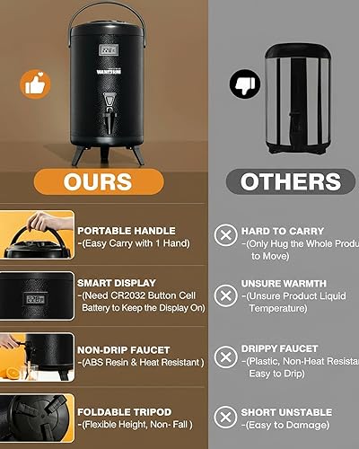 Miniatura 5 de WantJoin Dispensador de bebidas aislado Dispensador térmico de acero inoxidable de 12L3.2 galones para bebidas frías y calientes con grifo para té,