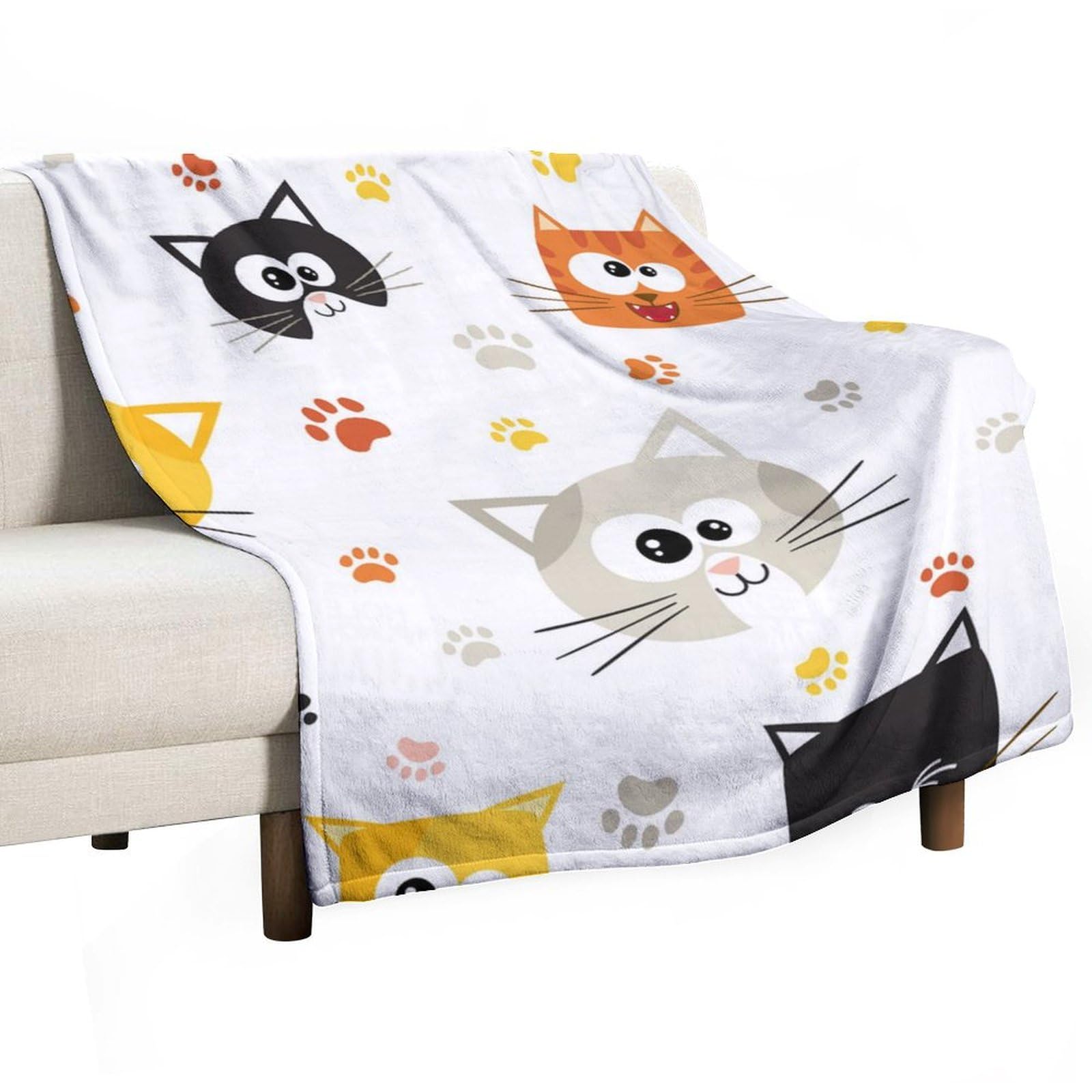 Couverture en flanelle chat pour canapé et moments de détente au lit