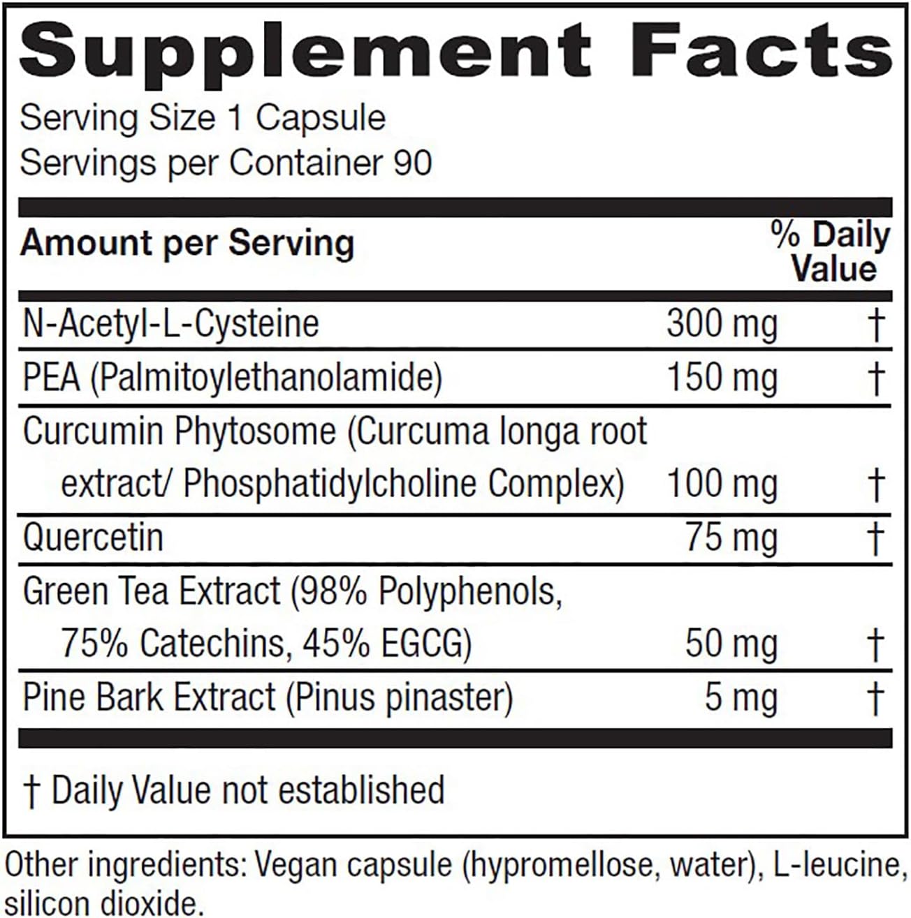 Vitanica NAC-Pea Extra - Pelvic Health Supplement with Pine Bark Extract & Green Tea - Antioxidant-Rich Supplement with Quercetin & Curcumin - Vegan - 90 Capsules