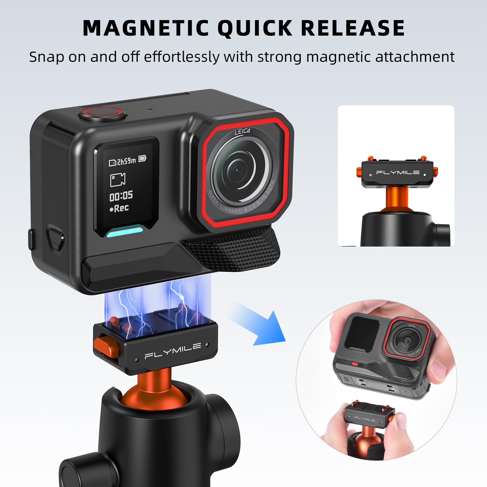 Treppiede per Insta360 X5 ACE Pro 2, bastone per selfie da 55 pollici a sgancio rapido, asta di estensione da tavolo con impugnatura portatile, supporto con slitta fredda per Insta 360 X5, ACE Pro 2