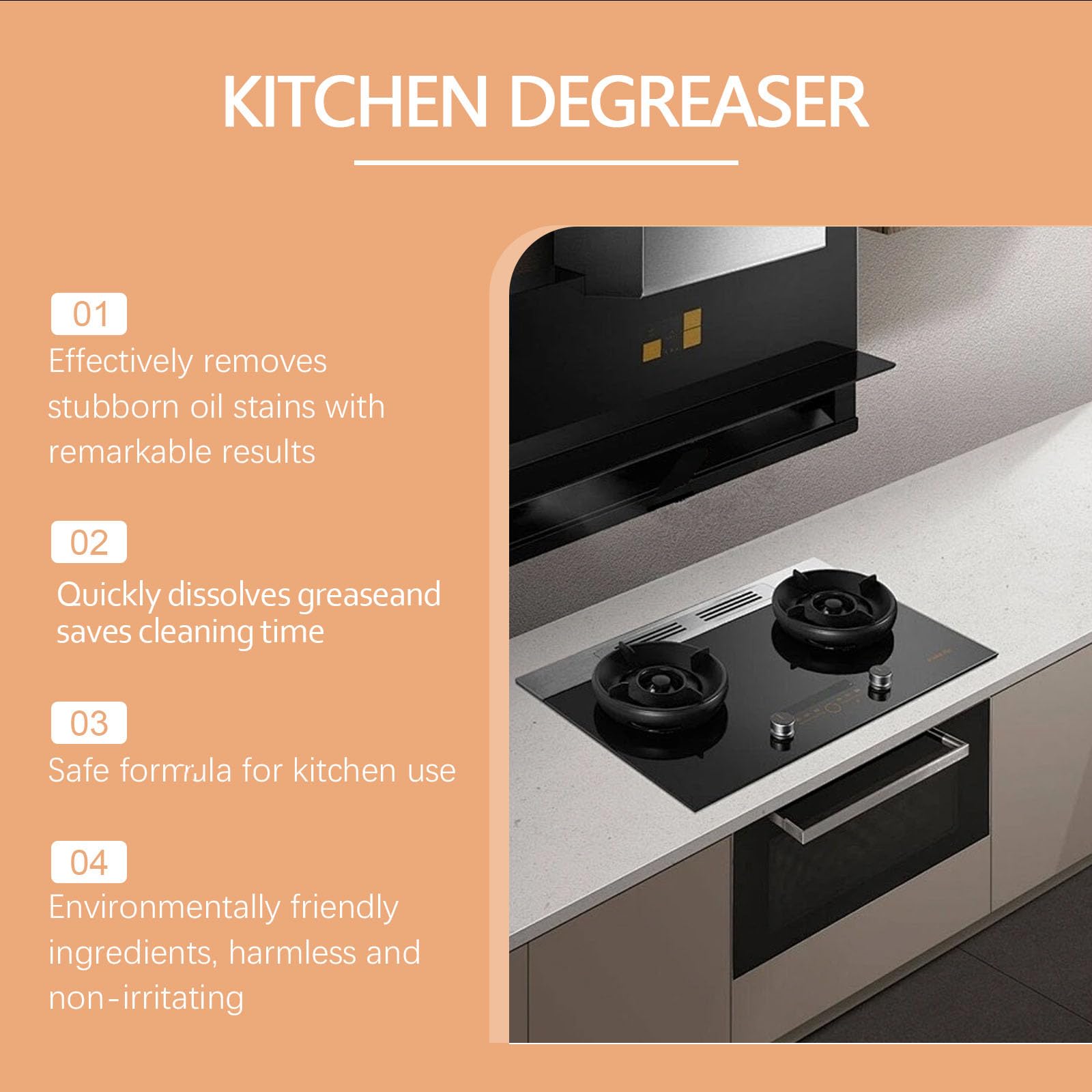 Limpiador de cocina en aerosol, limpiador de espuma multiusos para placa de cocina, cocina, encimera, horno y campana extractora, incluye paño de limpieza (5 unidades)