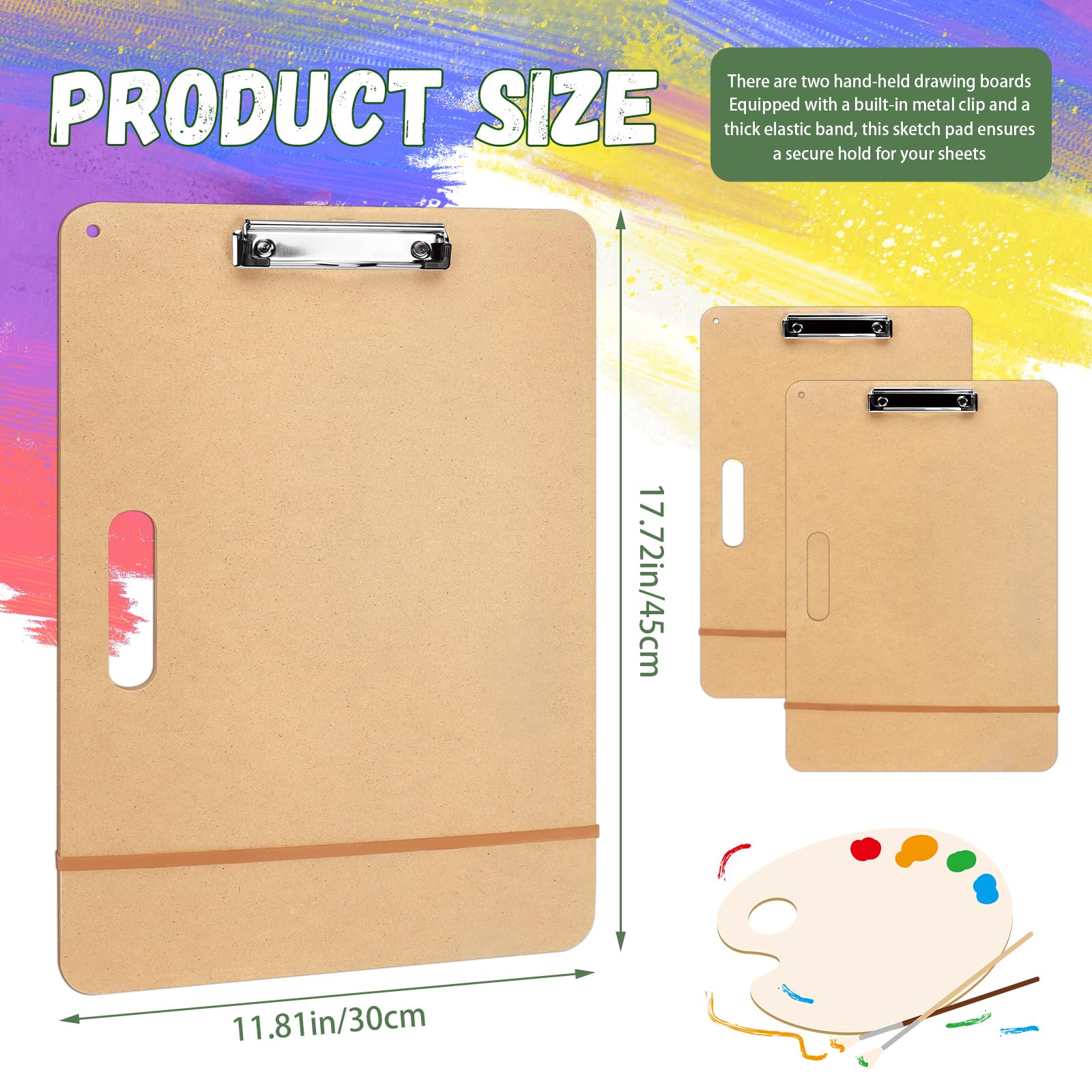 TKOnline 2 Pack 11.8x17.7 Drawing Board, Sketch Board With Sturdy Clip - View #2