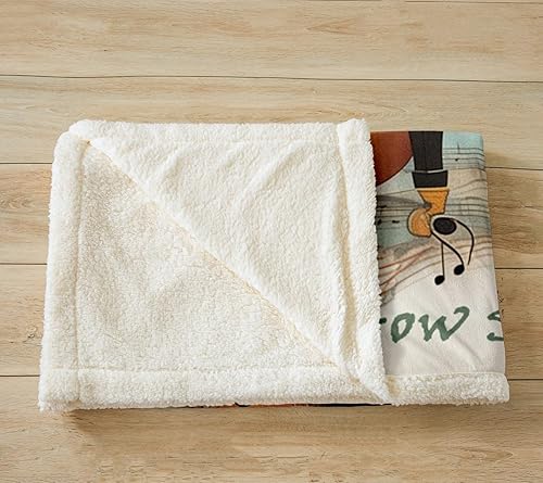 Miniatura 3 de Manta de violonchelo de piano, manta temática musical para niños, niñas, niños y adultos, decoración de habitación de estilo retro, manta de vellón