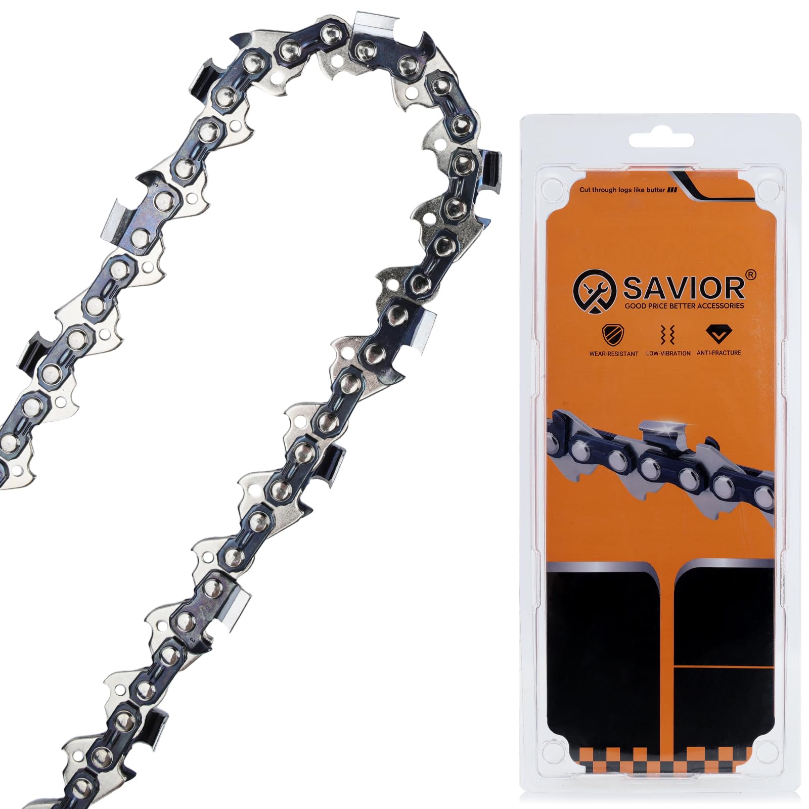 Savior 75EXL - Cadenas de motosierra para guía de cadena (45 cm, 3/8", 66 eslabones de 1,6 mm, compatible con Stihl MS290, MS291, MS390)