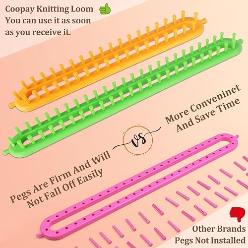 Miniatura 5 de Coopay Juego de telar de tejer largo de 2 piezas, telares de tejer rectangulares para manta, bufanda, chal, telar de tejer, telar de ganchillo, kit