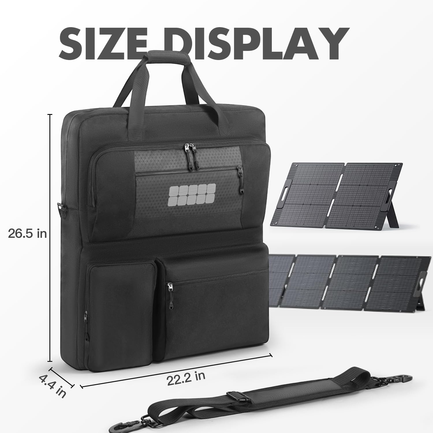 Borsa portatile per pannelli solari ECOFLOW BLUETTI Anker con tasche e tracolla, compatibile Anker Solix PS100 100W PS200 200W
