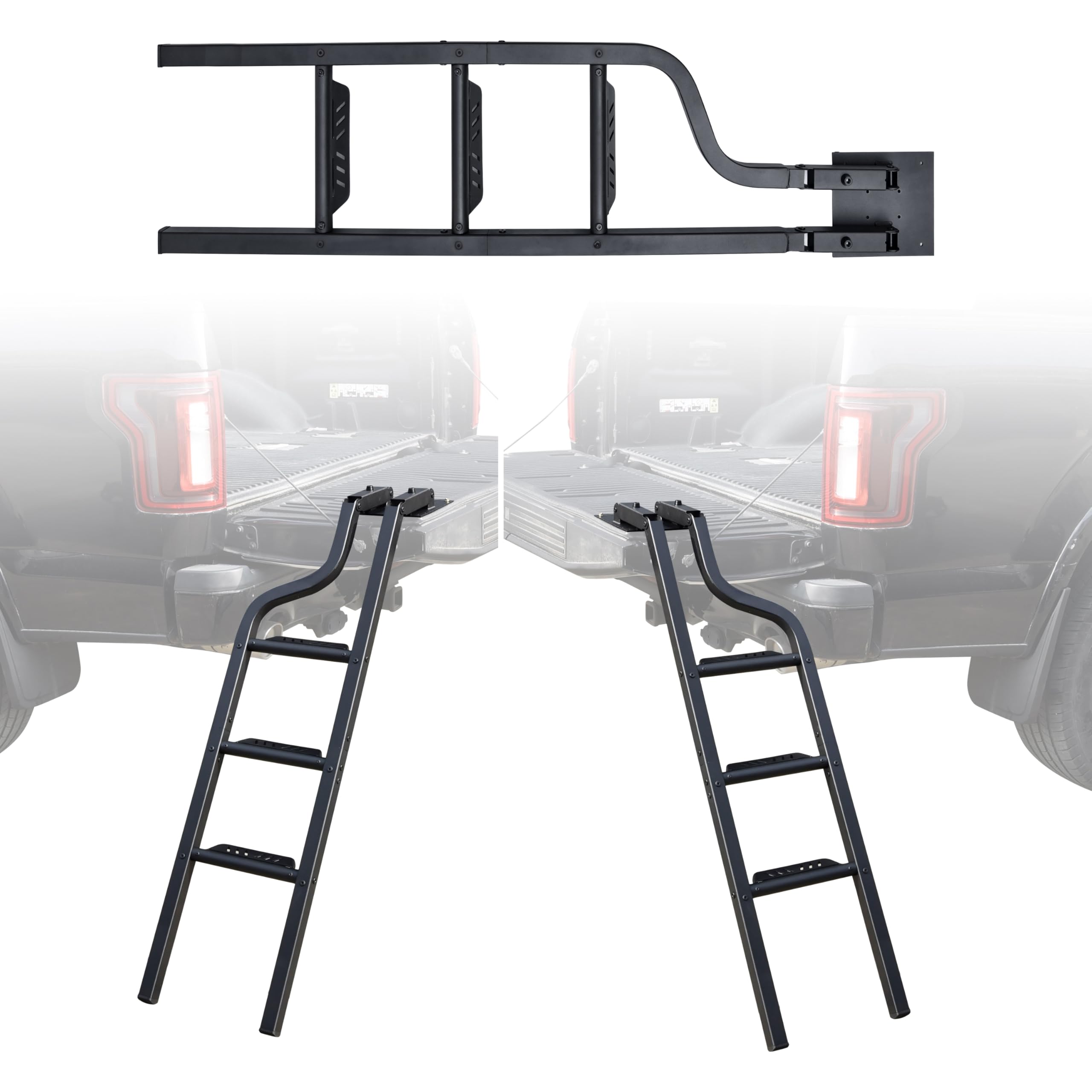 Foldable Universal Pickup Truck Tailgate Ladder, 600-lb Capacity