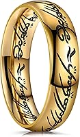 Vista 1 de King Ring 6mm Super Lord of The Rings Engraved Ring - Ultimate Edition of LOTR Bands for Men & Women, Perfect Wedding Band Designed in USA