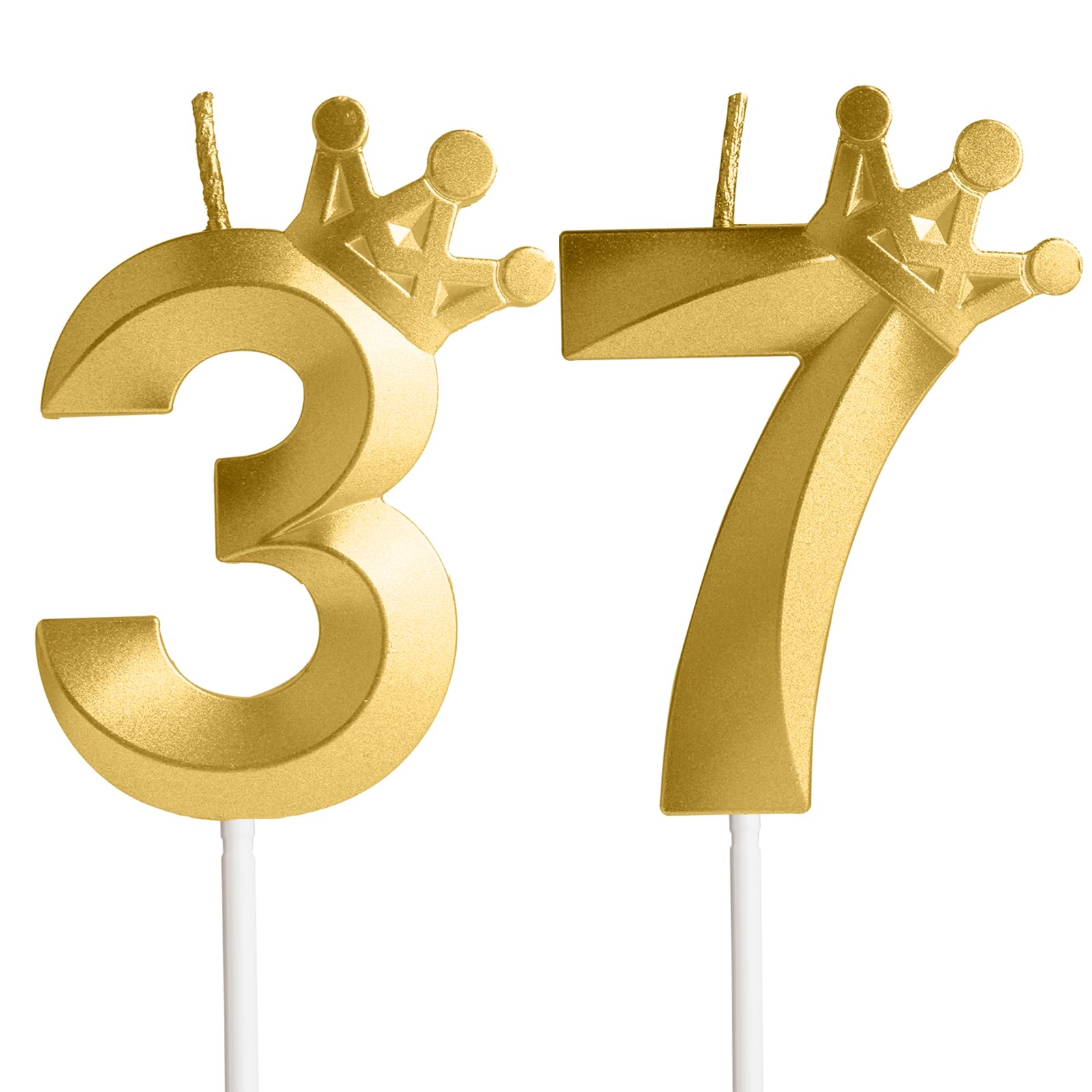 Photo 1 of *3 damaged* Thirty-Seven Metallic Gold 37 Birthday Candle, 37th Candle for Cake,37th Cake Topper,Birthday Party Anniversary Celebration Decoration Supplies for Men Women Kids Birthday Decor