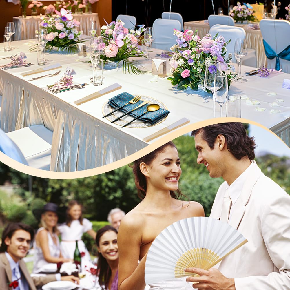100 Stück Fächer Hochzeit Weiß, Handfächer für Sommer Party DIY | Bambus Papierfächer Personalisiert, Gäste Geschenk Fächer für Hochzeit