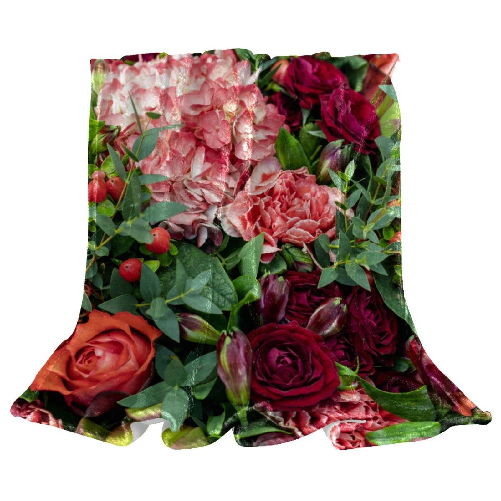 Couverture microfibre chaude et douce avec un joli imprimé floral pour l'hiver