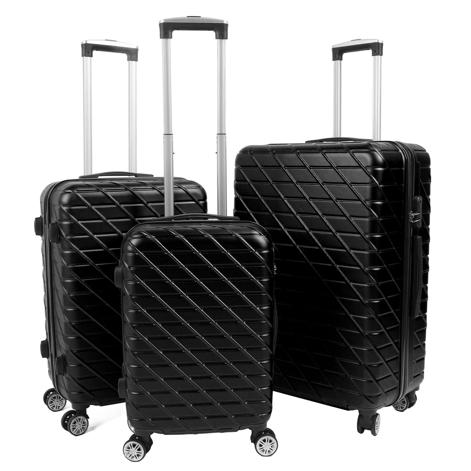 Fafeicy Hardshell Spinner Bagage Zestaw Lekki z blokadą TSA dla Podróżników 3 Części Walizki na Długoterminowe Wycieczki i Wycieczki Biznesowe (BLACK)