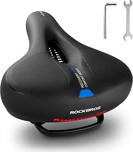Miniatura 10 de ROCKBROS Asiento de bicicleta cómodo para bicicleta de montaña, accesorios para hombres y mujeres, cojín de asiento de bicicleta ancho suave con