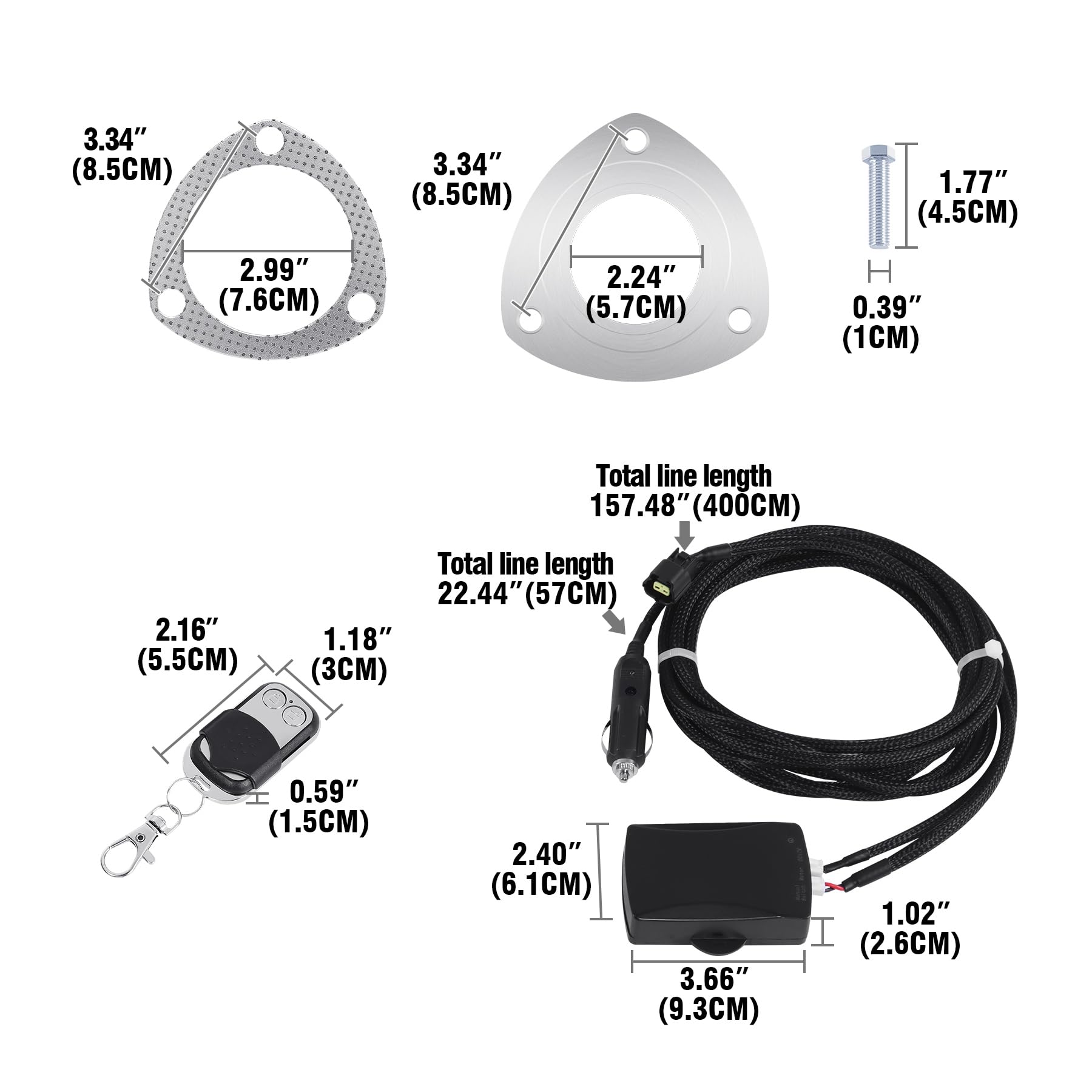 Kit de commutateur de soupape d'échappement à clapet de silencieux d'échappement électrique en acier inoxydable de 2" 51 mm avec télécommande