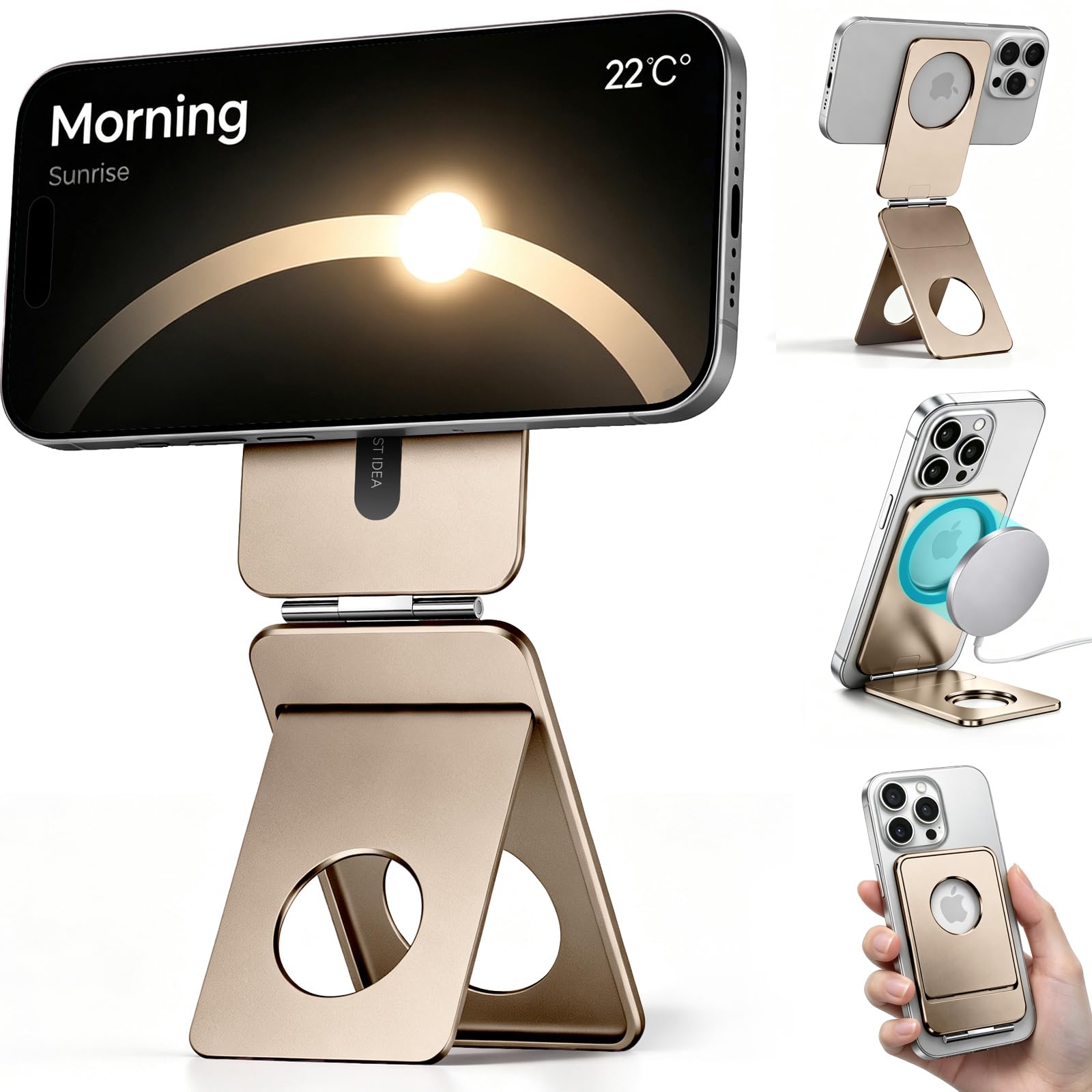 1ST IDEA スマートフォン用三脚スタンド、iPhone 用ポータブル自撮り棒、超薄型