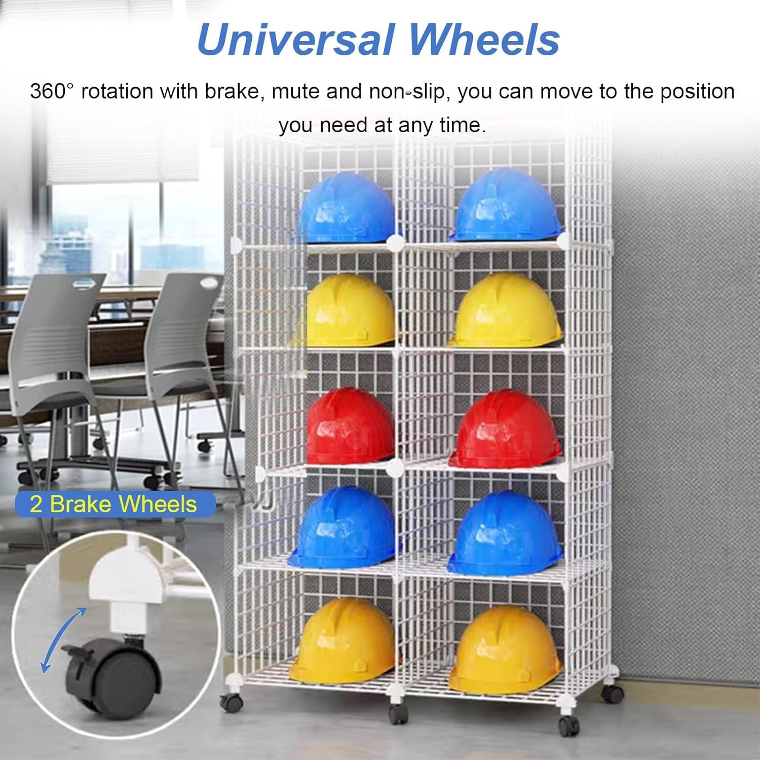 Boîtes de rangement empilables pour casque de sécurité, organiseur réglable avec roues pour chantier, garage, atelier, usine – Étagère de présentation de casque