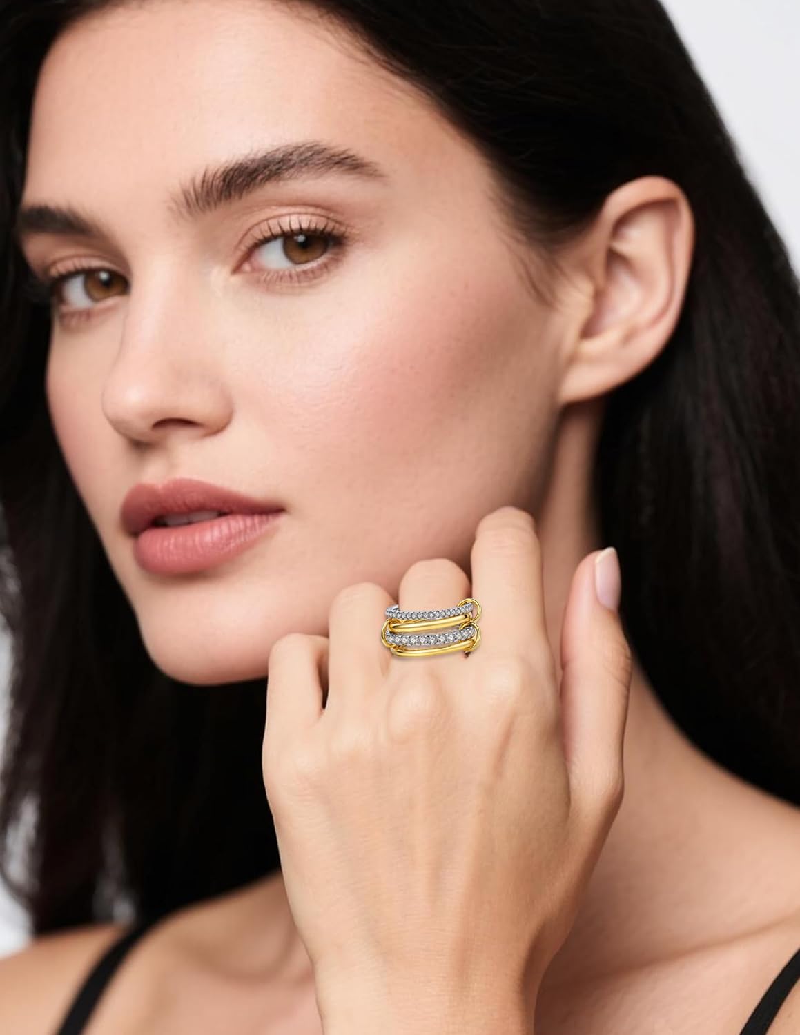 Gold Stackable Rings for Women Non Tarnish, Dainty Stackable 18k Gold Plated CZ Cubic Zirconia Rings, Gold Knuckle Women Rings Set - Image 3