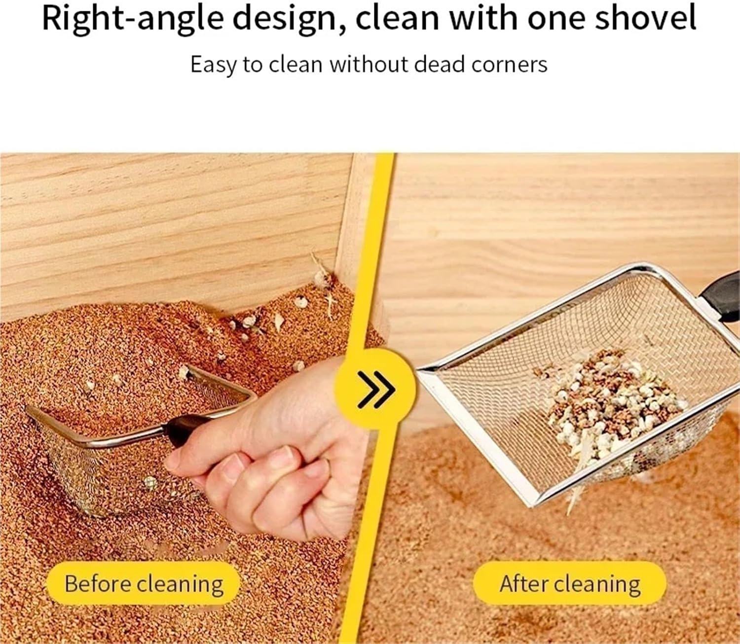 Fine Hole Stainless Steel Cat Litter Scoop, Small Hole Poop Shovel Tool with Cleaning Brush(2.0 2.8 mesh Sets)