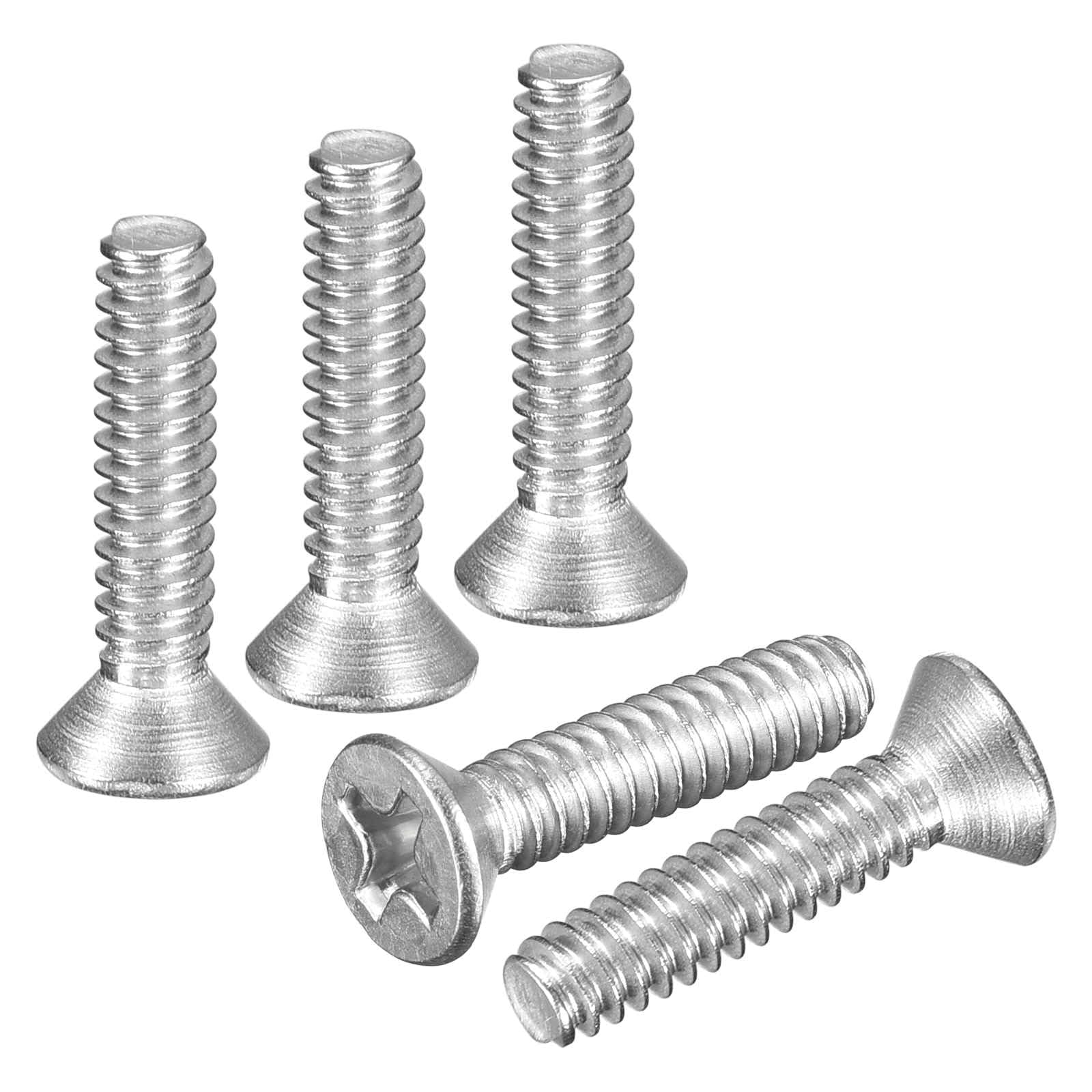 DTGN #6-32x5/8" Phillips Countersunk Head Bolt - 100pcs - Good for Outdoor Machinery Fastening Maintenance - 304 Stainless Steel Flat Head Machine Screw Bolt - Silver Color — image 1