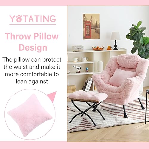 Miniatura 9 de Silla Lazy con otomana, cómoda silla de lectura con reposapiés y almohada moderna con reposabrazos y bolsillo lateral para sala de estar,