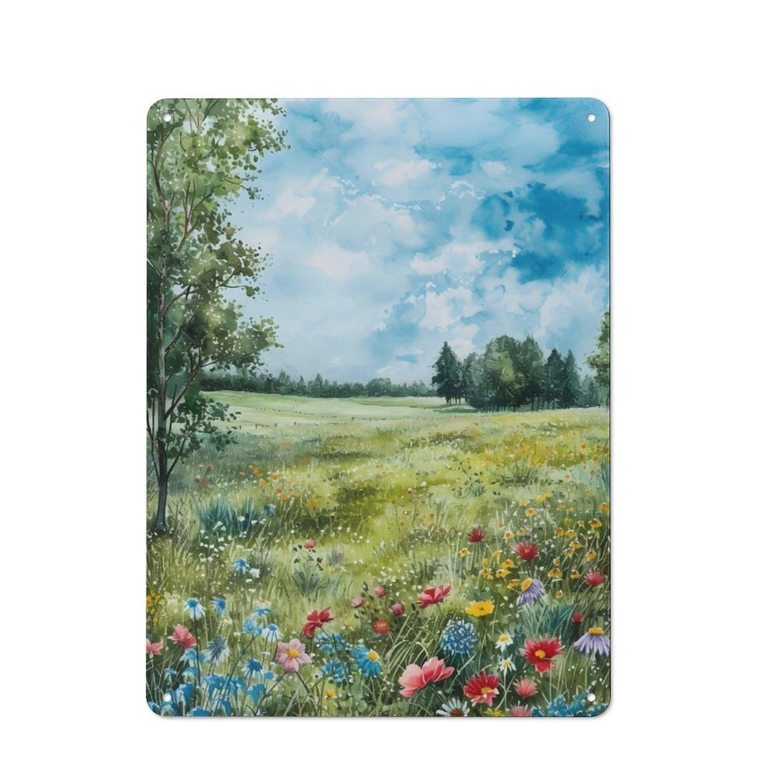 Junmoney Meadow Acrylic Painting 40X30cm Retro Metal Plaque With For Garage Or Workshop, Housewarming Present For People Styling Garage And Workshop