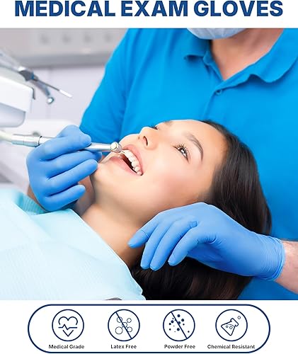 Miniatura 4 de Schneider Vinyl Synthetic Exam Gloves, Blue, 4mil, Powder-Free, Latex-Free, Disposable Glove for Medical, Food Prep, Cleaning