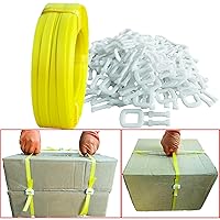 Vista 7 de Kit de flejado de bandas, herramienta de flejado de embalaje, con flejado de polietileno de 5900 pulgadas de longitud, 100 hebillas, herramienta