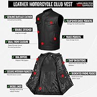 Vista 5 de Jackets 4 Bikes SOA - Chaleco de motociclista para hombre, piel de búfalo premium, múltiples bolsillos, estilo club, para todas las estaciones