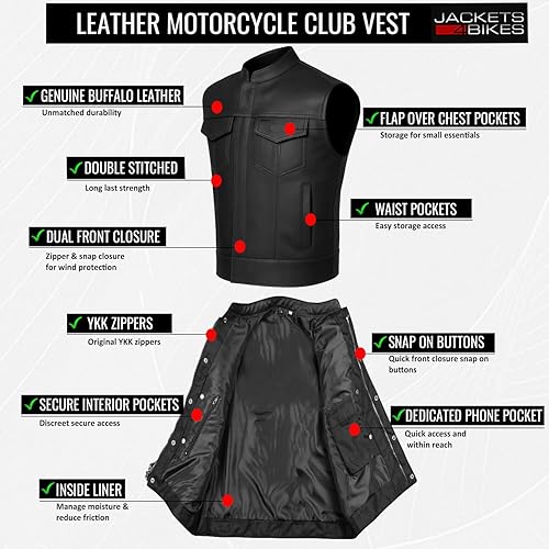 Miniatura 5 de Chaleco de cuero para hombre SOA Anarchy motocicleta piloto, escondido para bandidos