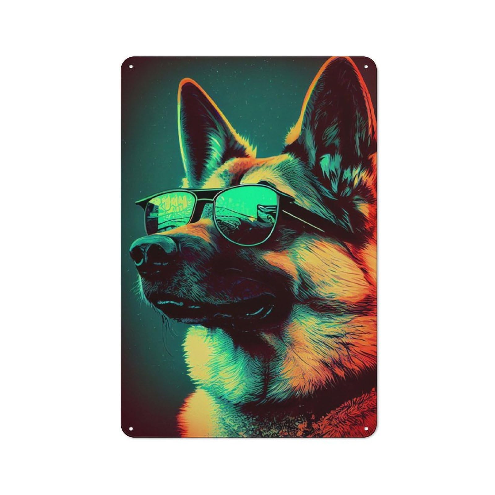 Metal Plaque 30x20cm with German Shepherd Retro for Hallway Wall, Retro Decor, for Wall Display Collectors