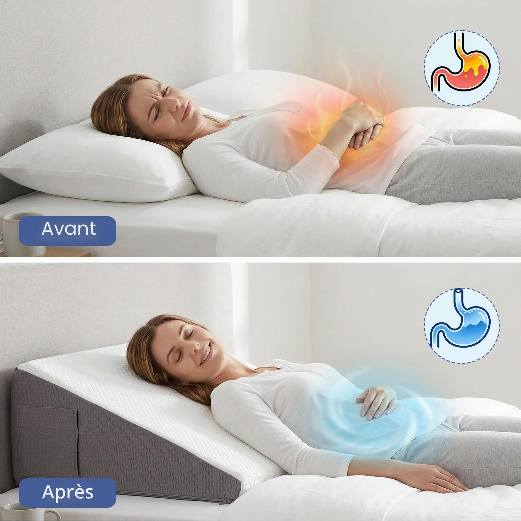 Exsnugy Oreiller Cale Triangulaire Surélevé de 19 cm pour Lit, Appui-tête pour Soulager le Reflux Acide, Sommeil, Post-Opératoire, Soulagement des Douleurs Dorsales, Ronflements, Dessus en Mousse à
