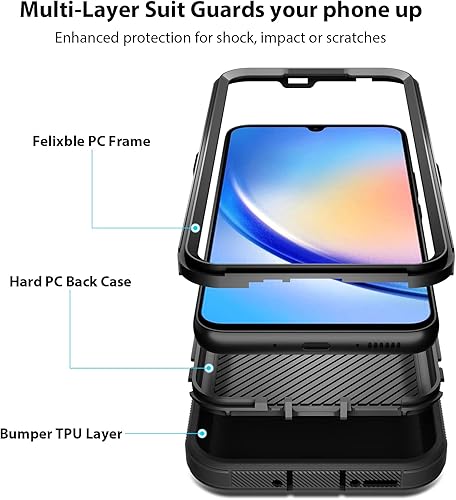 Miniatura 3 de Jiunai Funda compatible con Samsung A34 5G, Galaxy A34, a prueba de golpes, resistente, de doble capa, protección contra caídas, armadura deportiva,