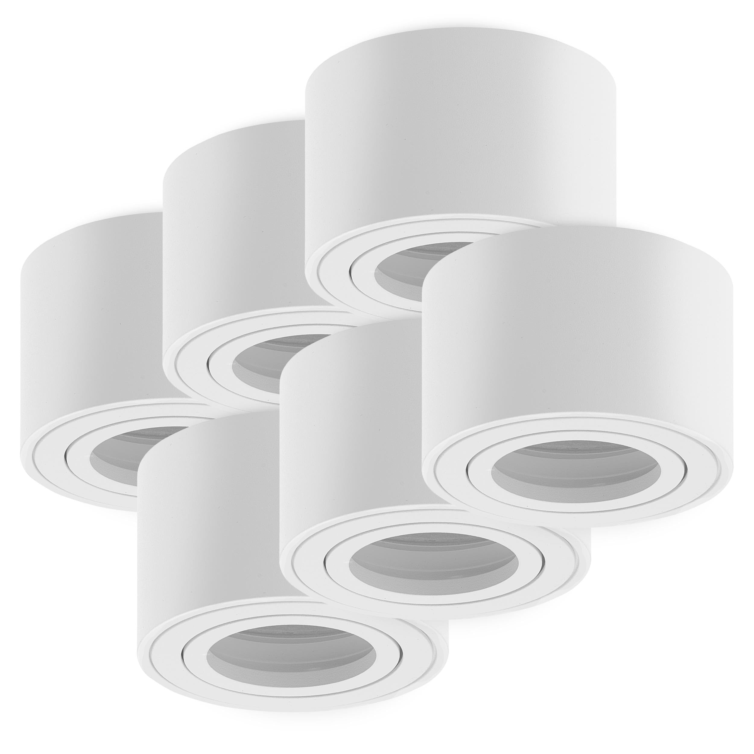 Oktaplex 6 piezas de foco empotrable Lile S para módulos LED 230 V foco empotrable orientable aluminio redondo foco empotrable LED montaje blanco