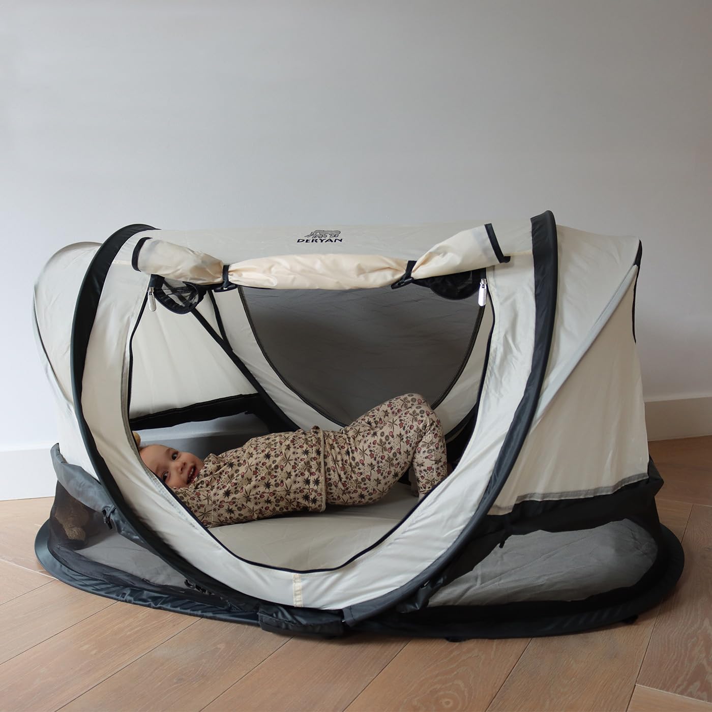 Deryan Shane Lit de Voyage Pour Petits Enfants Avec Matelas - De la Naissance Jusqu'à 3 ans - Tente Bébé Pop-Up Montée en 2 Secondes - Moustiquaire et Sac de Voyage Inclus - 120x70x60 cm (Crème)